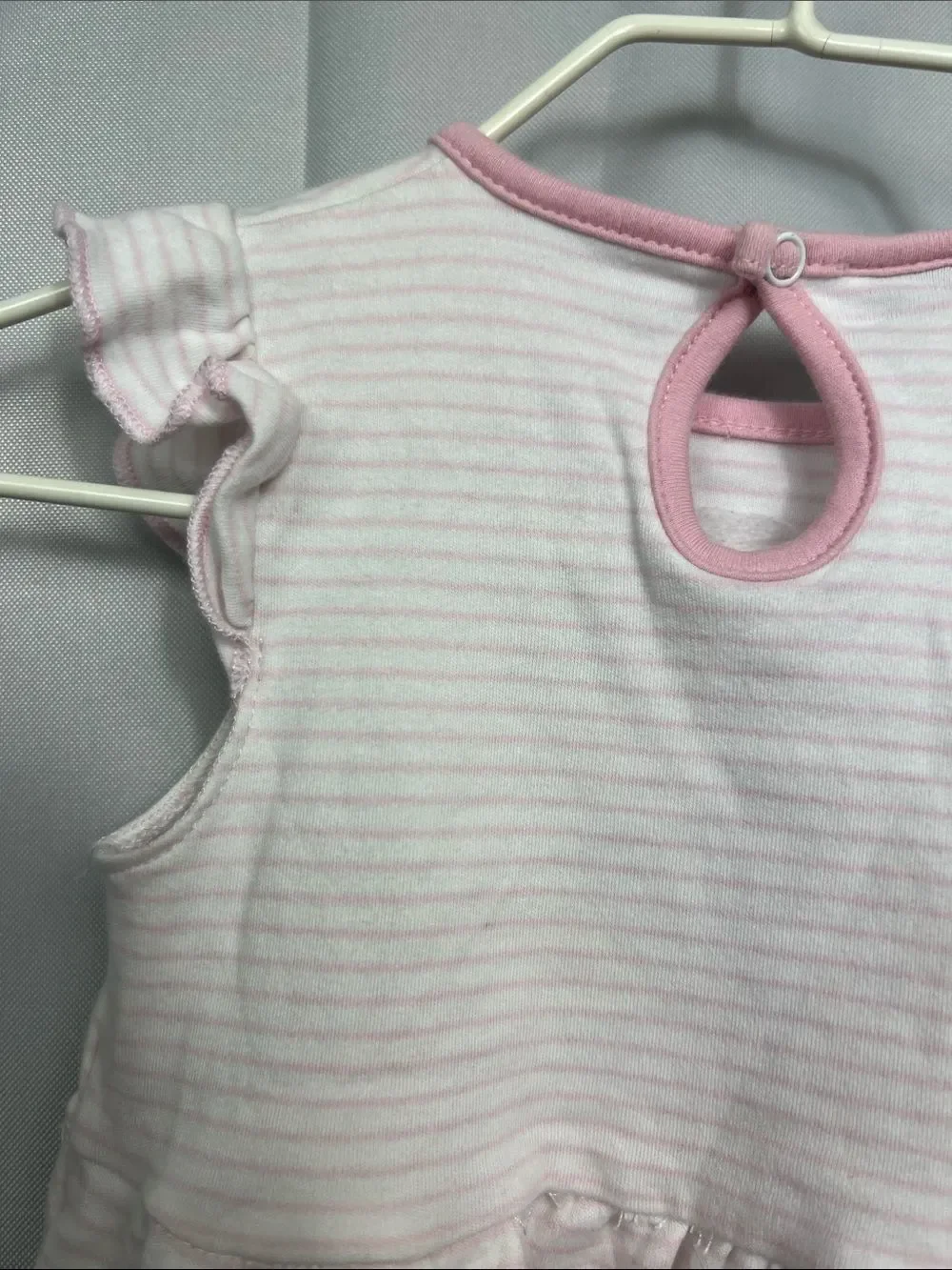 Magnolia Baby pink & white stripe  tiered dress with alligator appliqué 12 Mon